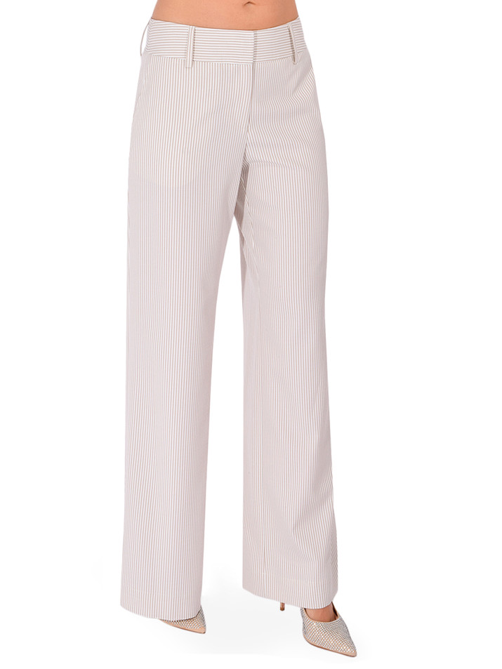 DREW Breigh Pant in Khaki Stripe Side View 