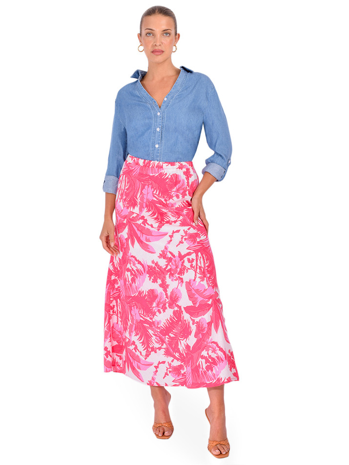 DREW Gwen Skirt in Pink Print Full Outfit 

