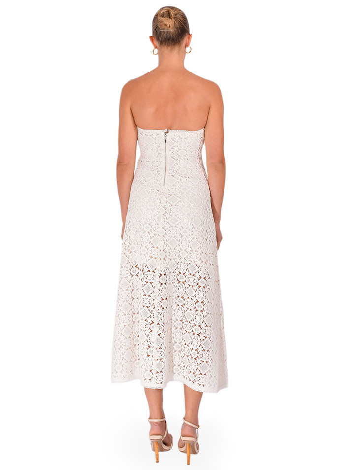 CAMI NYC Lisboa Strapless Crochet Dress in Ceramic Back View 