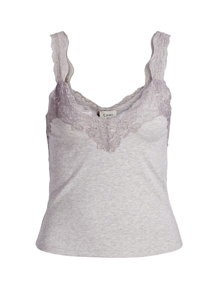 CAMI NYC Lani Rib Knit Tank in Heather Gray Product Shot 