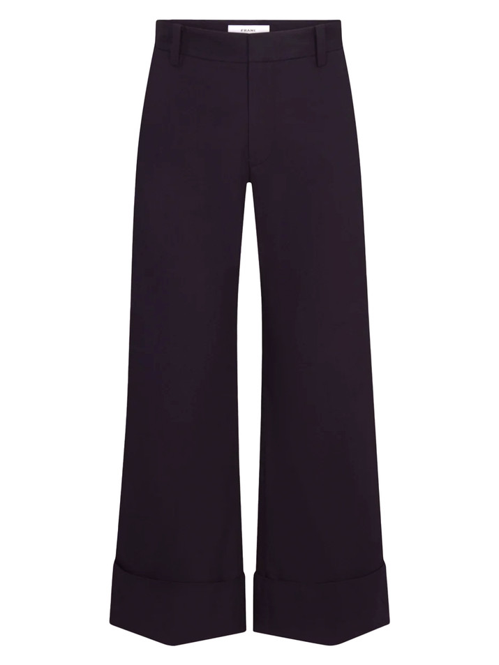 FRAME The Cuffed Slim Palazzo Trouser in Navy