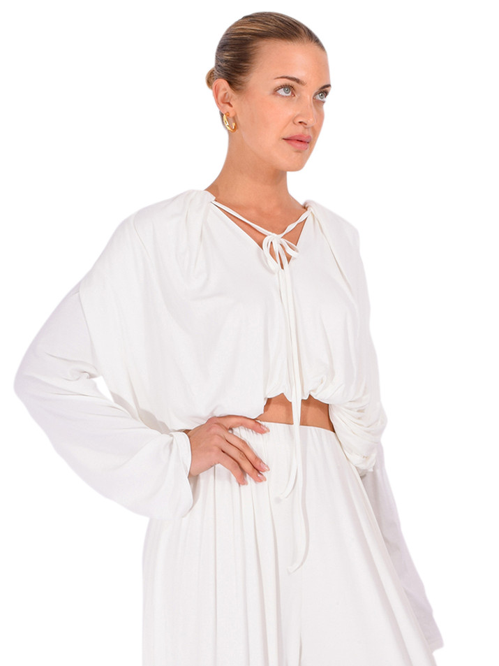 PARIS GEORGIA Olive Top in White Side View 
