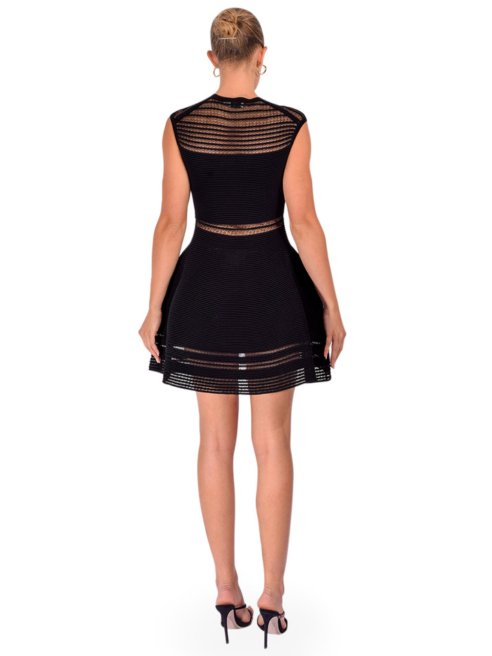 SIMKHAI Esri Knit Mini Dress in Black Back View 

