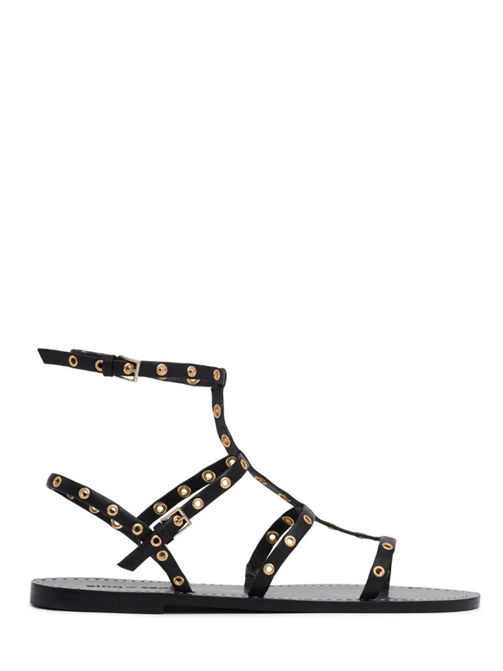 CINQ À SEPT Ariella Strappy Grommet Sandal in Black Side View 
