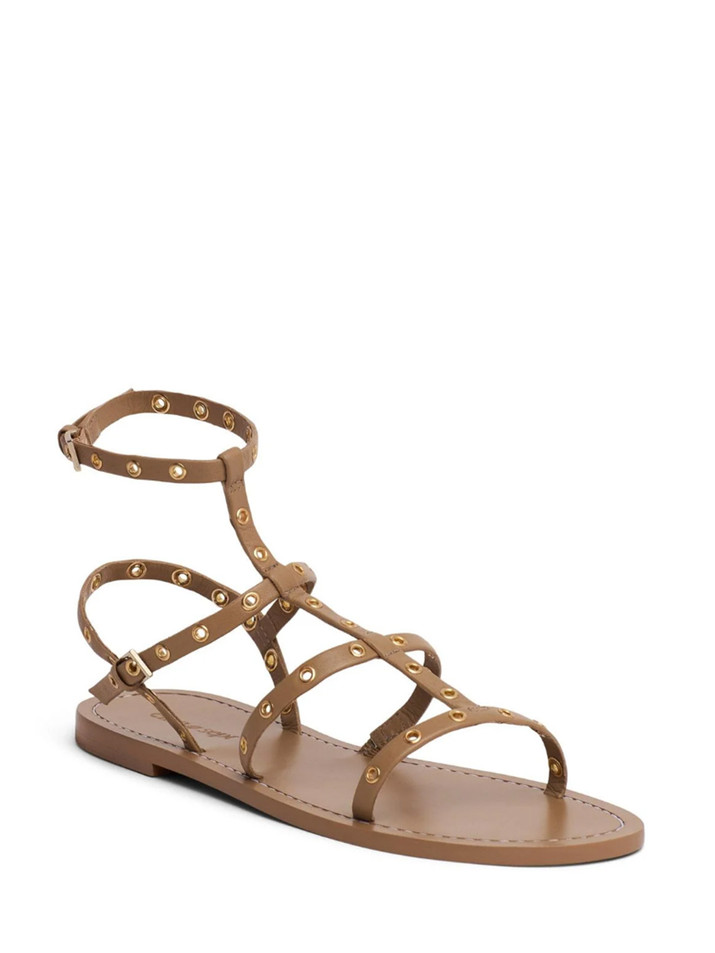 CINQ À SEPT Ariella Strappy Grommet Sandal in Brown Front Side View 