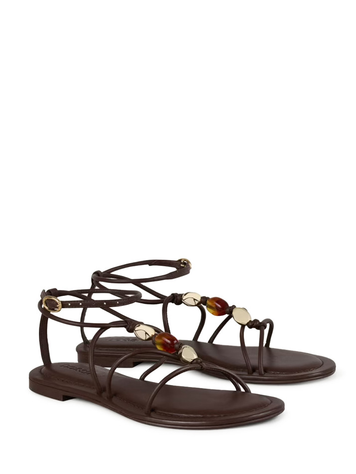 BA&SH Caya Beaded Sandals in Brown Front Side View 