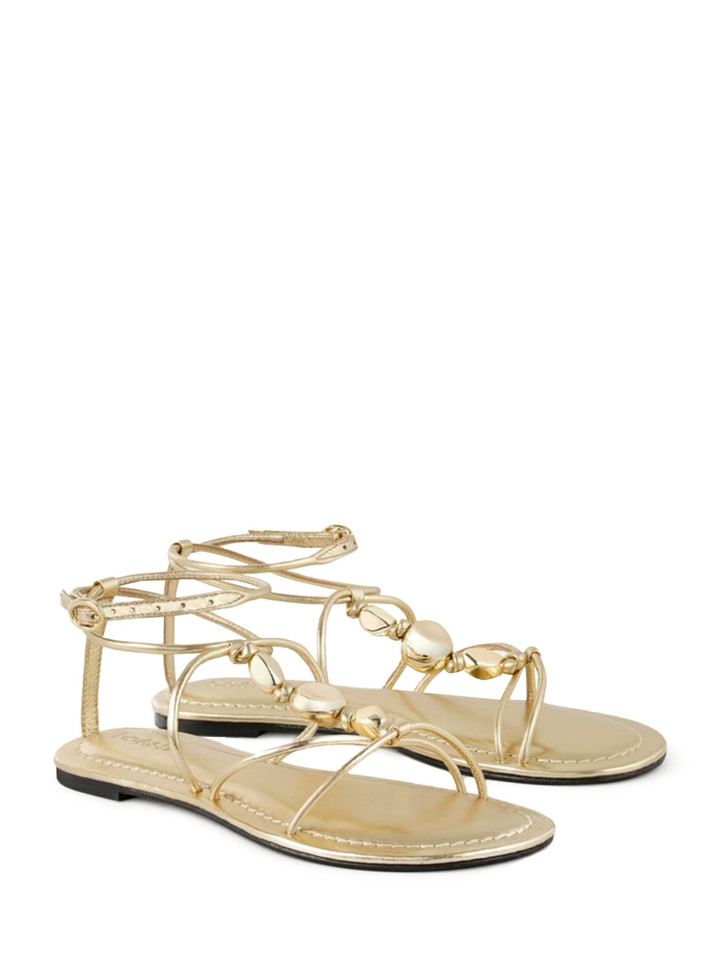 BA&SH Caya Beaded Sandals in Gold Front Side View 