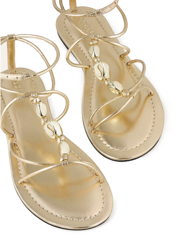 BA&SH Caya Beaded Sandals in Gold