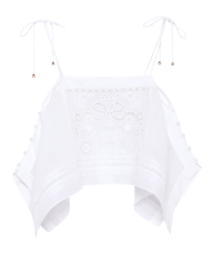 SELF-PORTRAIT Embroidered Top in White