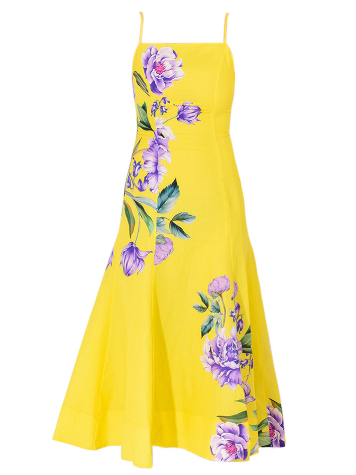 HEMANT & NANDITA Vama Midi Dress in Yellow Product Shot 