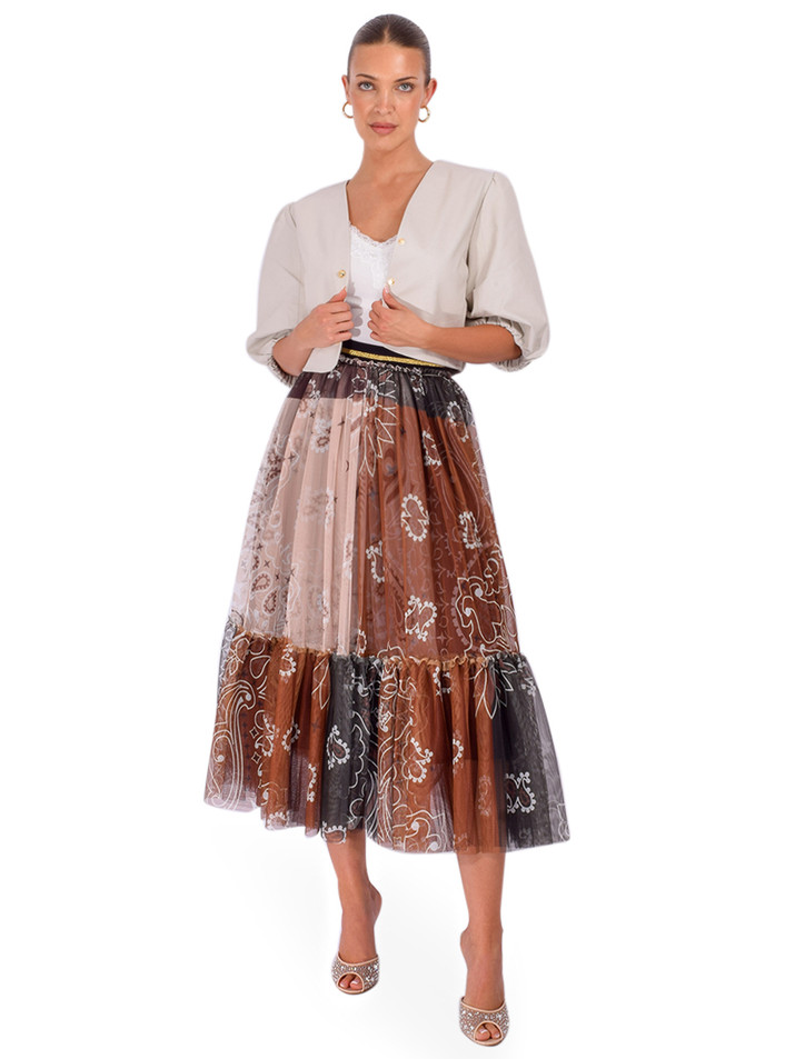 LAMARQUE Franka Balloon Sleeve Leather Blouse in White Full Outfit 

