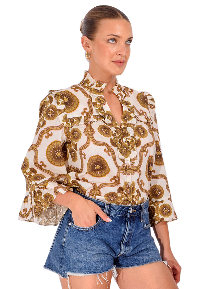 CARA CARA Elowen Top in Olive Multi Side View 