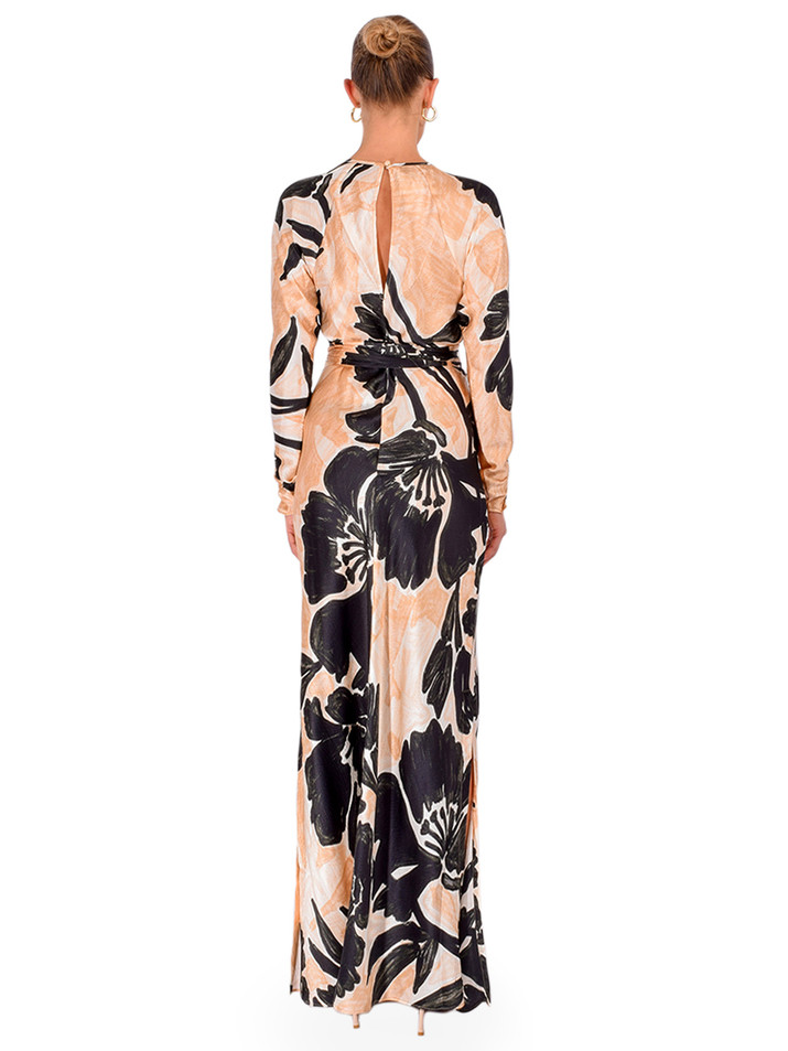 CARA CARA Montgomery Dress in Flora Shadow Ginger Back View 