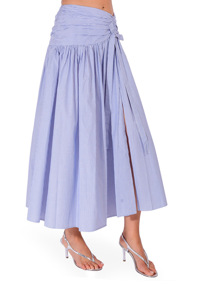 CHRISTY LYNN Maeve Skirt in Blue Stripe Side View 