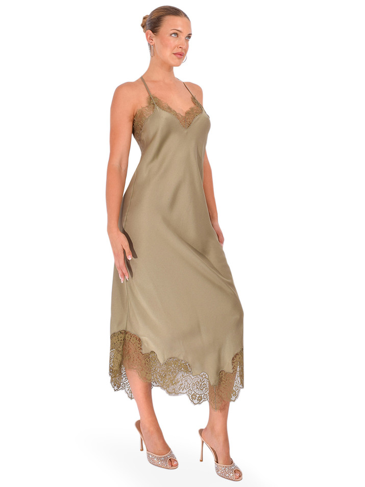 BA&SH Chiarina Dress in Green Side View 