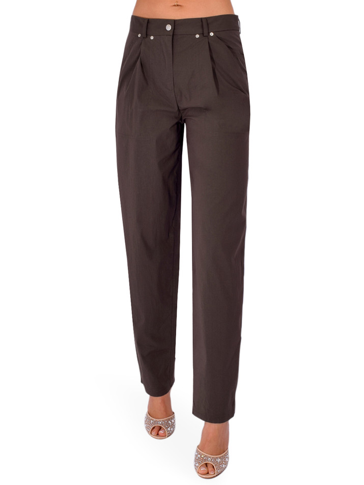 BA&SH Onur Pants in Brown Front View 