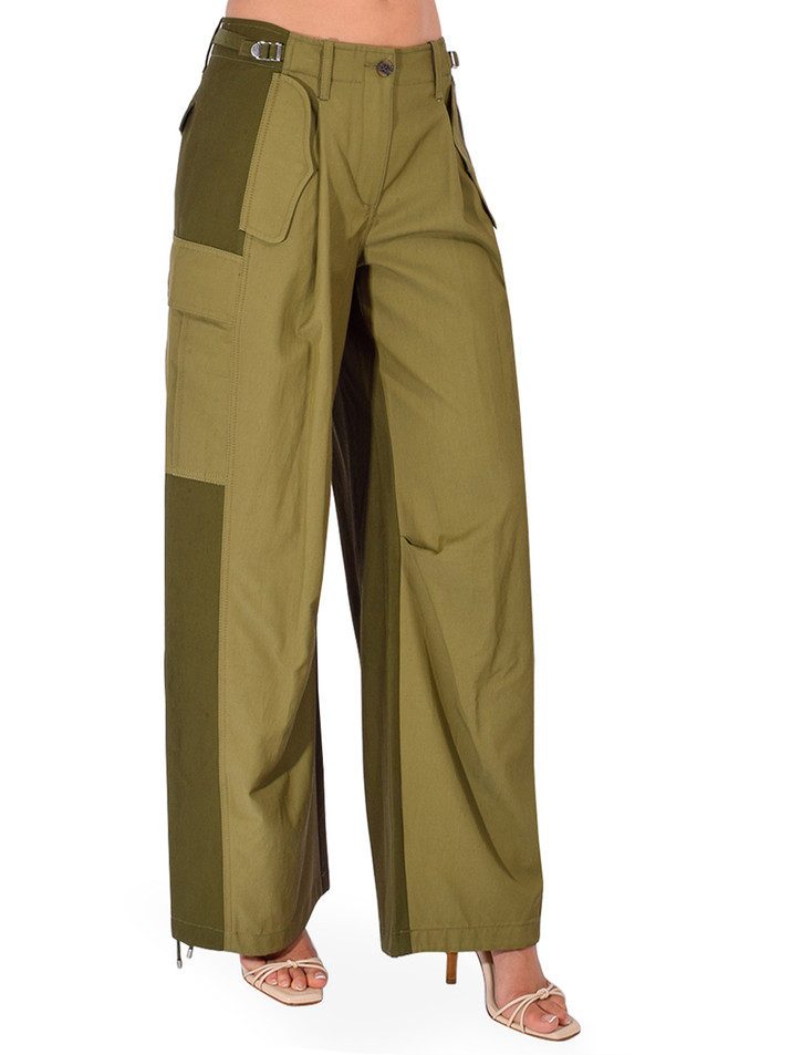 3.1 PHILLIP LIM Curved Cargo Pants in Olive Side View 