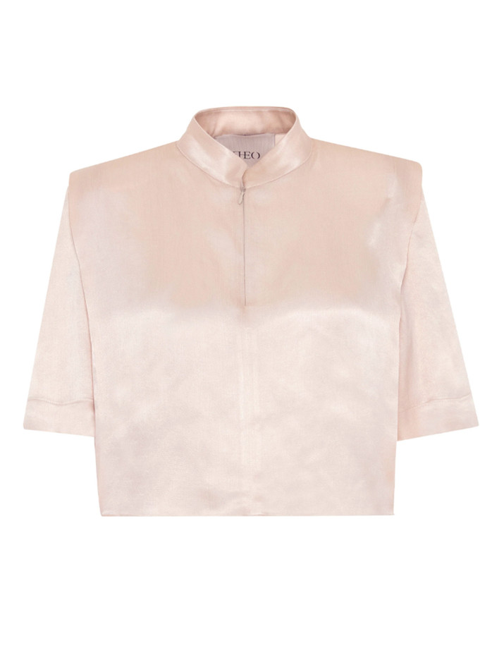 THEO Phaenna Shoulder Pleat Tee in Ivory Product Shot 