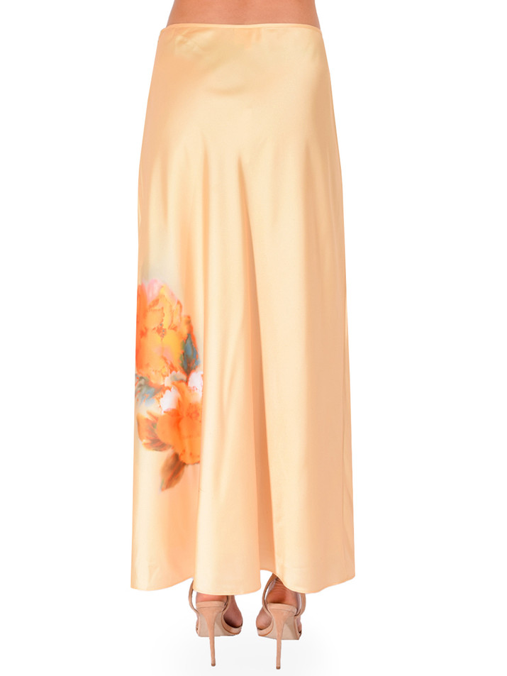 CINQ À SEPT Watercolor Floral Carole Skirt in Yellow Back View 