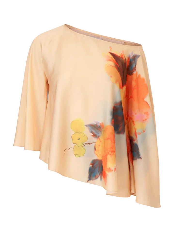 CINQ À SEPT Watercolor Floral Carole Top in Yellow Product Shot 