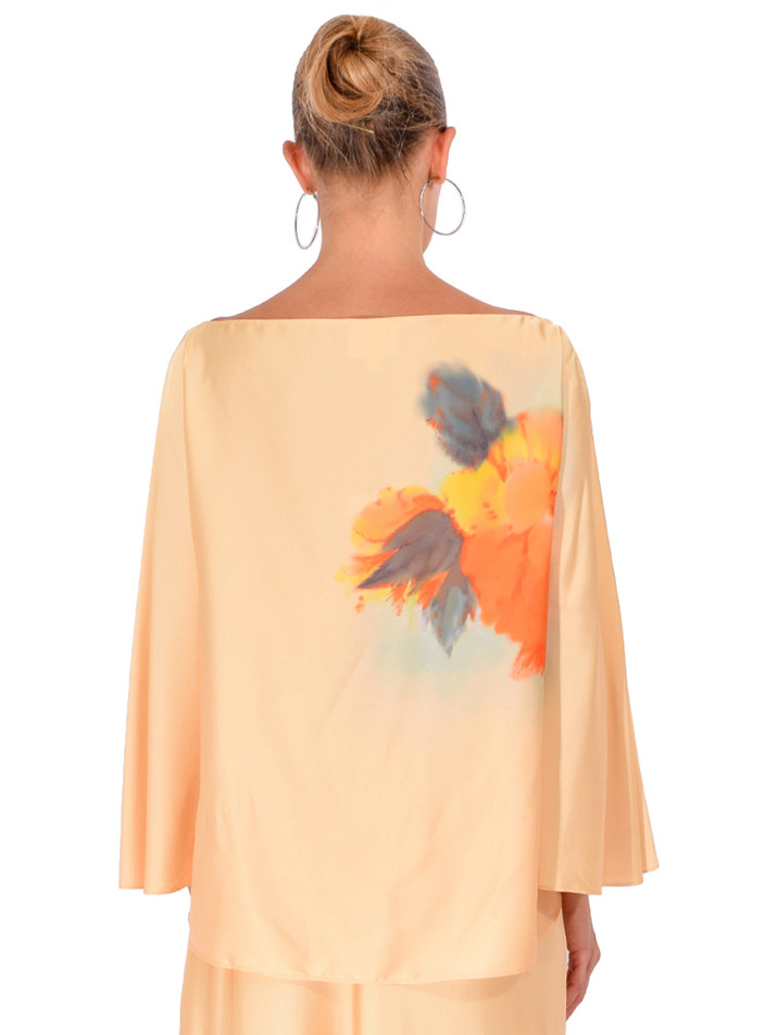CINQ À SEPT Watercolor Floral Carole Top in Yellow Back View 