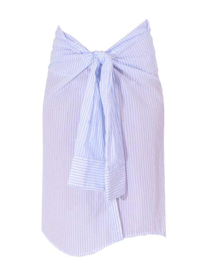 CISSA The Shirt Skirt in White/Blue Royce Stripe Product Shot 