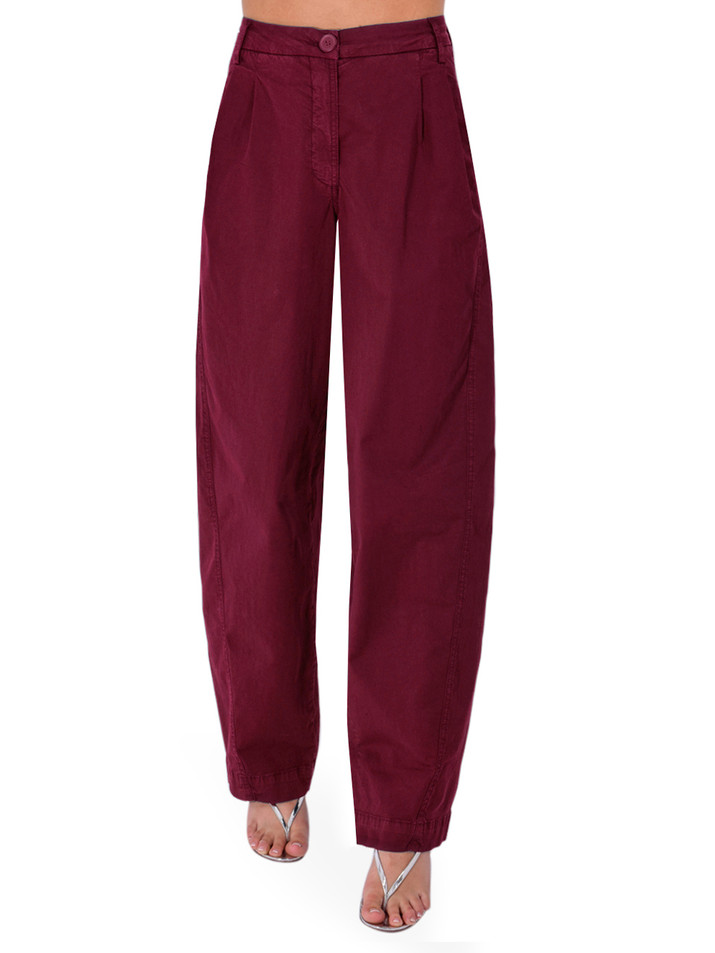 ESSENTIEL ANTWERP Kurry Barrel Leg Pant in Deep Wine Front View 