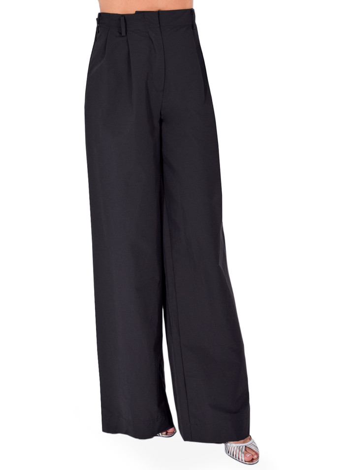 SIMKHAI Leroy Pleated Wide Leg Pant in Black Side View 