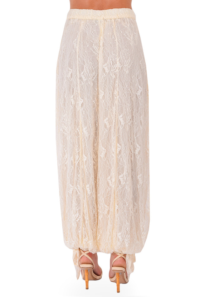 HEMANT & NANDITA Onir Harem Pants in Eggshell Back View 