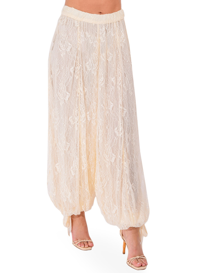 HEMANT & NANDITA Onir Harem Pants in Eggshell Side View 