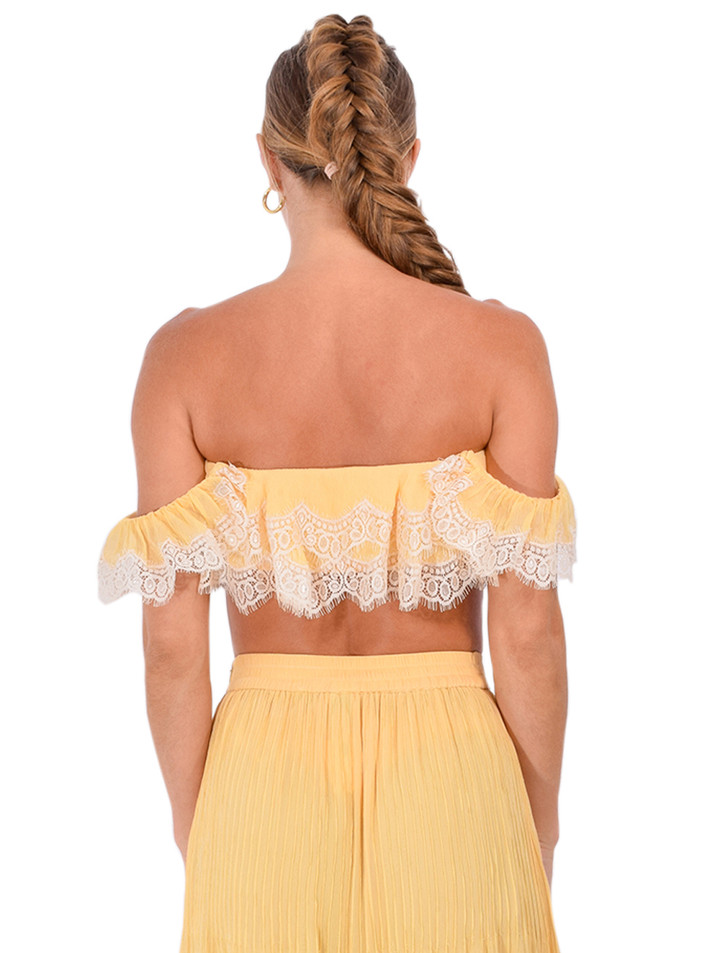 HEMANT & NANDITA Onir Ruffle Top in Yellow Back View 