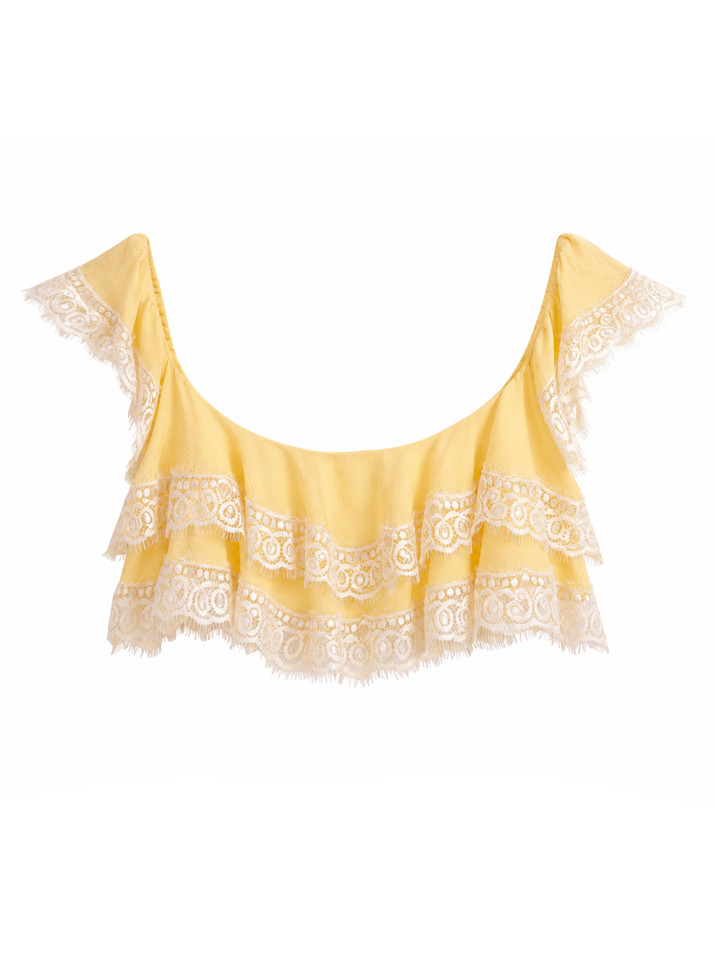 HEMANT & NANDITA Onir Ruffle Top in Yellow Product Shot 