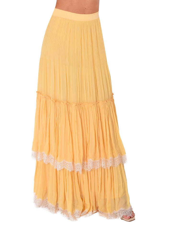 HEMANT & NANDITA Onir Maxi Skirt in Yellow Side View 