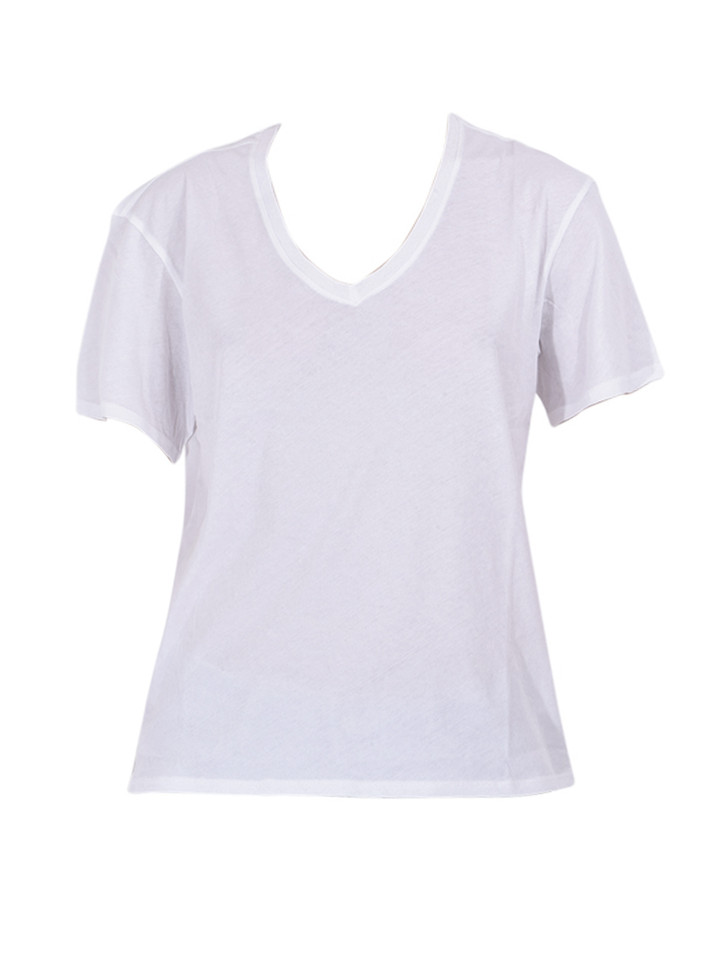 ATM Vintage Jersey Boyfriend V-Neck Tee in White Product Shot 