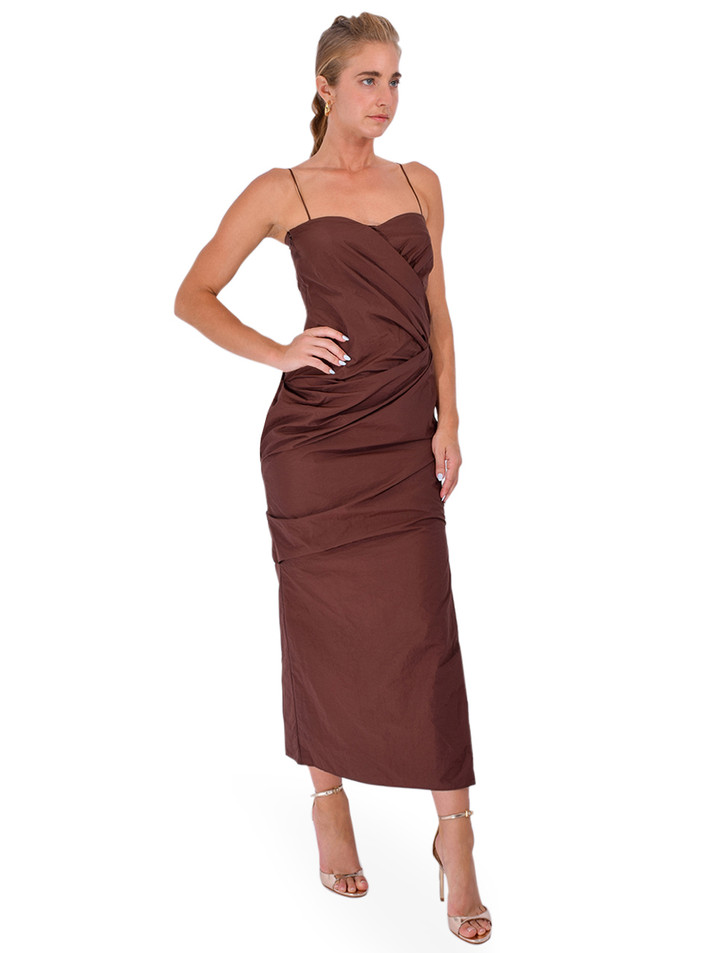 PARIS GEORGIA Charli Dress in Mocha Side View 