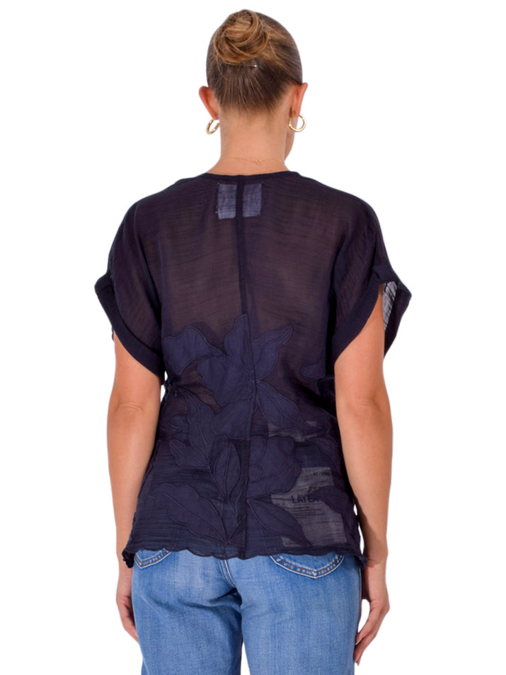 CISSA The Dolman Top in Navy Back View 