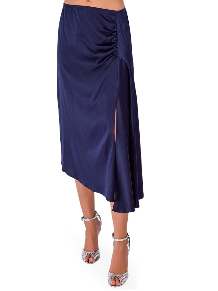 STAVII Charmeuse Skirt in Navy Front View 
