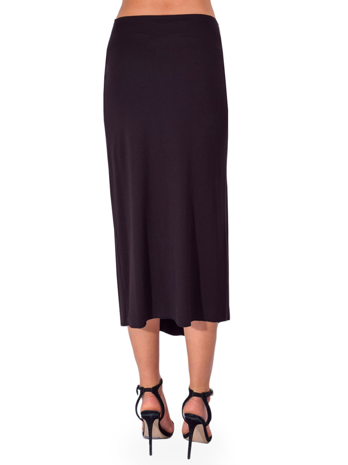 STAVII Jersey Midi Skirt in Black Back View 