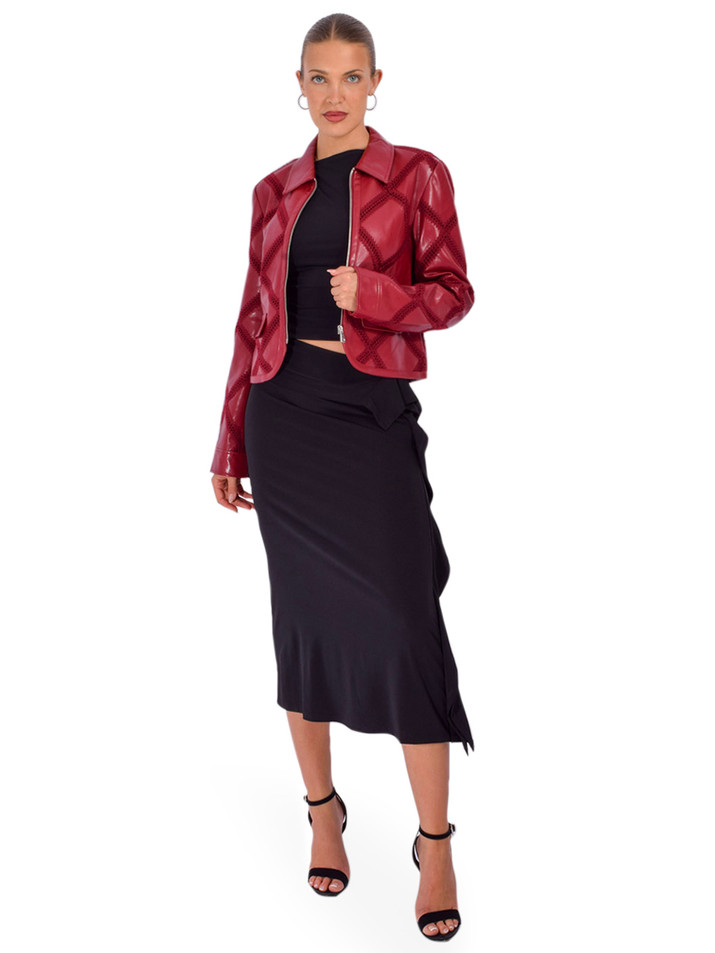 CINQ À SEPT Audree Jacket in Red Full Outfit 