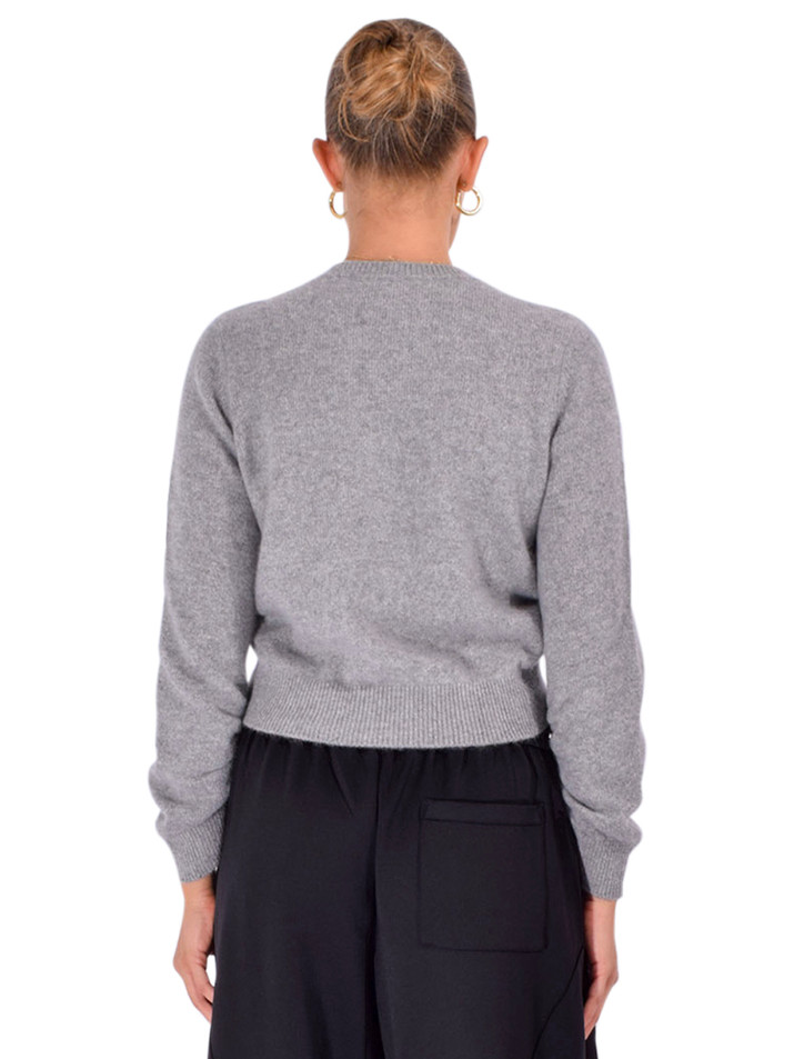 CINQ À SEPT Birdie Cashmere Pullover in Heather Gray Back View 