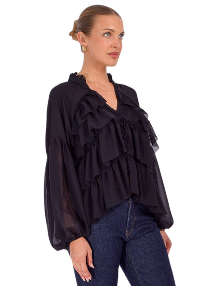 CINQ À SEPT Amoura Top in Black Side View 

