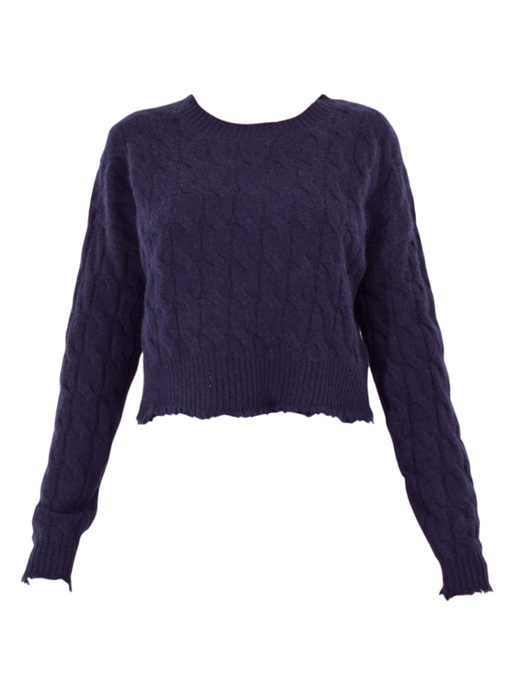 RE/DONE Rowe Cashmere Pullover in Navy Product Shot 