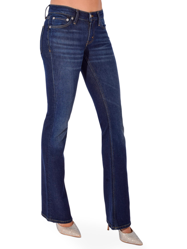 RE/DONE Low Rise Micro Boot Jean in Barely Worn Blue Side View 