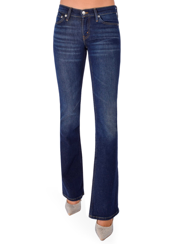 RE/DONE Low Rise Micro Boot Jean in Barely Worn Blue Front View 