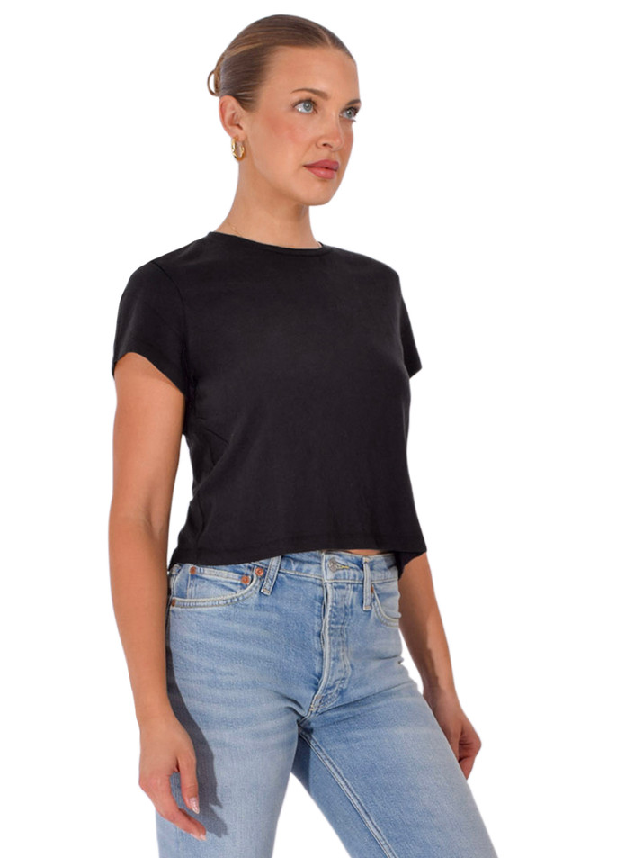RE/DONE 1950's Boxy Tee in Washed Black Side View 