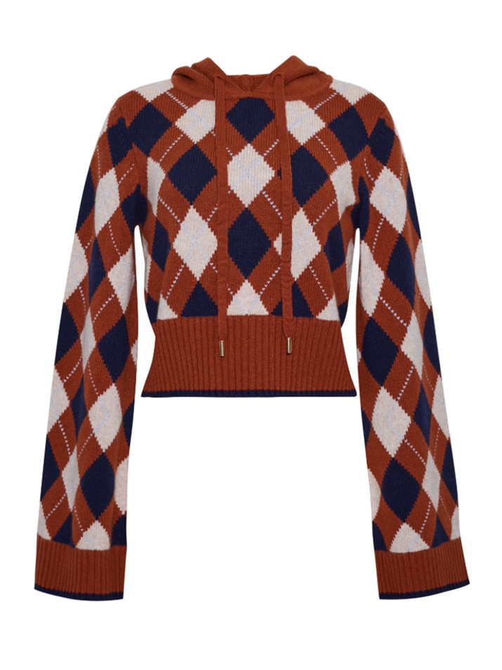 CARA CARA Oakley Argyle Hoodie in Rust Product Shot 