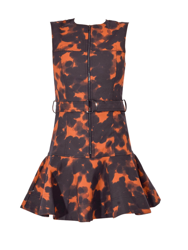 KARINA GRIMALDI Sain Print Mini Dress in Tortoise Shell Product Shot 