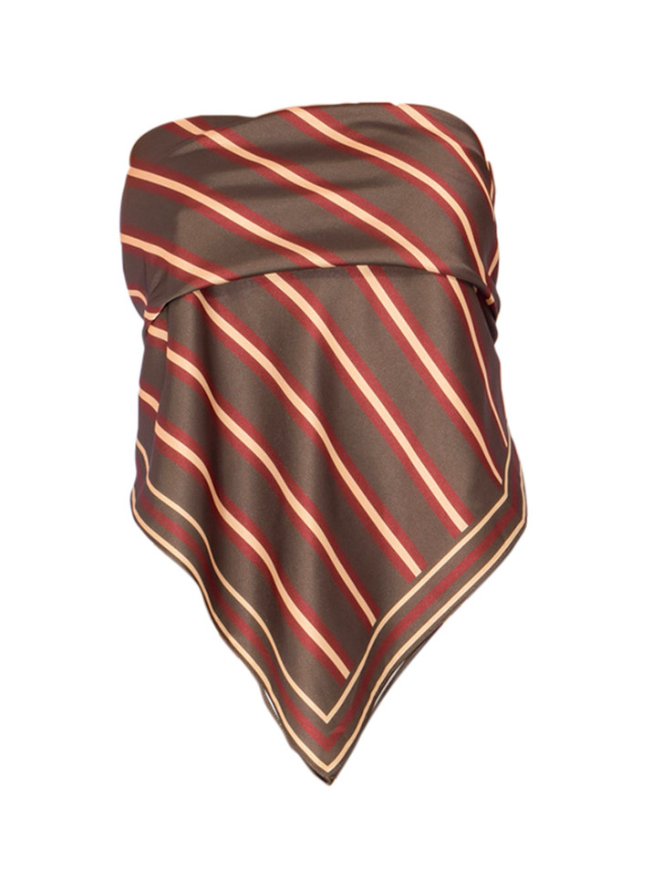 SER.O.YA Hark Satin Top in Olive Stripe Product Shot 