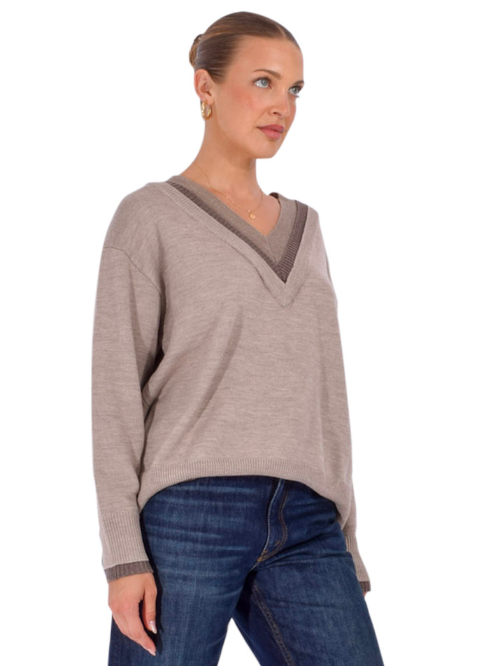 STAUD Norman Sweater in Sesame Multi Side View 