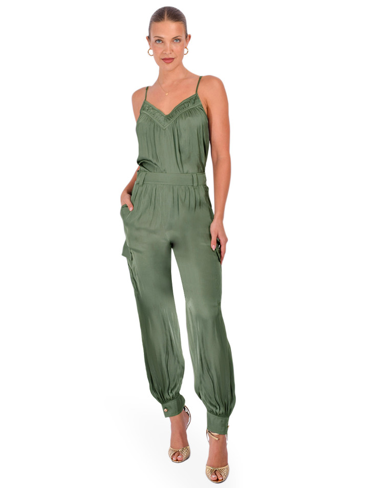 BA&SH Clovis Cami Top in Kaki Full Outfit 